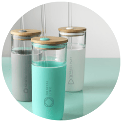 Arlo 600ml Glass Tumbler with Bamboo Lid with logo