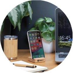 Bamboo-Phone-Stand with logo 