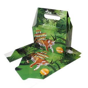 Takeaway Lunchbox made of laminated plastic printed with an image of a tiger in the jungle