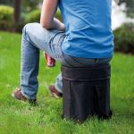 Use this as a seat and a cooler! It also comes with a strap and is foldable, which makes it easier to carry.