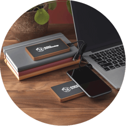 Promotional Wooden Powerbank with light up logo