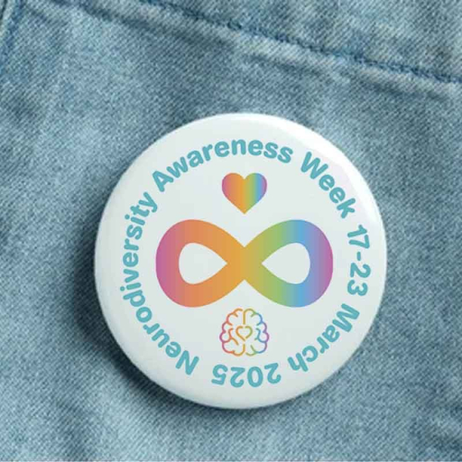 Full colour button badge made from recycled materials for events and campaigns