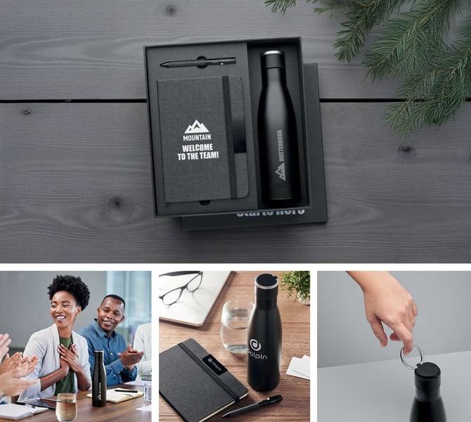 Luxury 3 Piece Gift Set with Pen, Bottle and Notebook